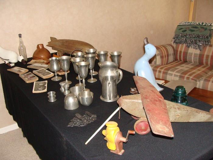 From Wooden Ducks to Graf Zeppelin to Steel Airplane to Pewter Stemware, to Stereographs to Donald Duck - "Quite a table!"