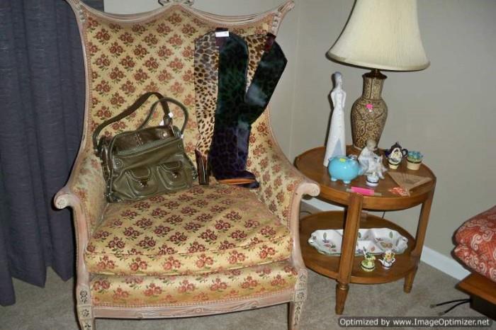 Antique chair, Brian Atwood boots