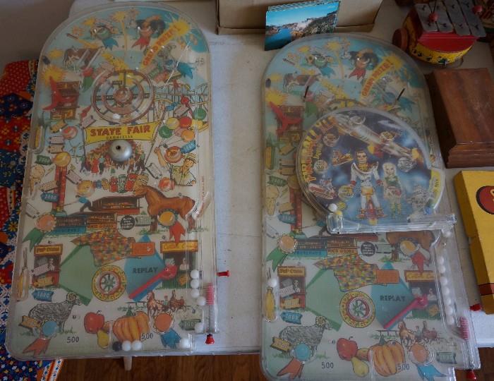 Vintage pinball games including a Fireball XL5 by Marx