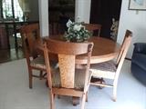 Oak Pedestal Table and Chairs