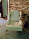 1 of 2 Cream Colored Wing Back Chair