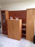 German made Maple ? Birch ? Entertainment Center Danish Modern w Display and Media Electronics Cabinets