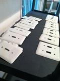 Box Lot of Metal White Electrical Receptacle and Switch Plate Covers