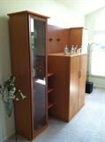 German made Maple ? Birch ? Entertainment Center Danish Modern w Display and Media Electronics Cabinets