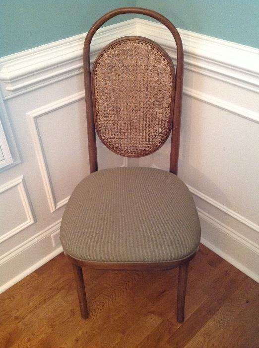 Cane Back Upholstered Seat Dining Side Chair - Detail