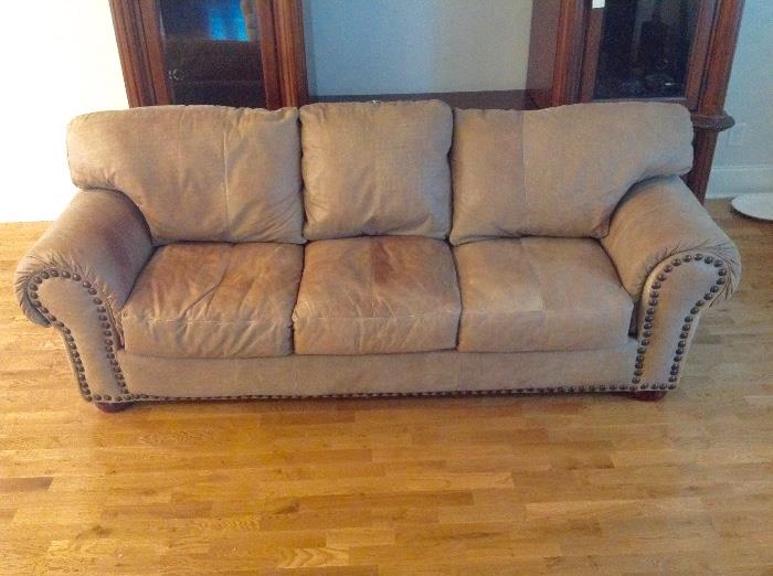 Light Brown Suede Upholstered Sofa