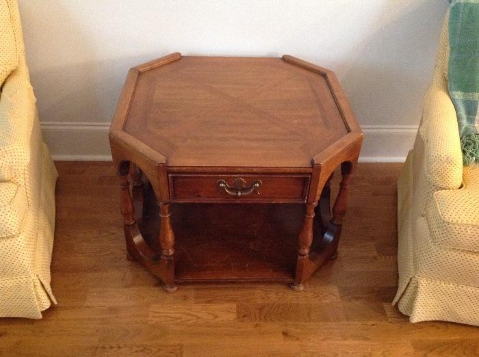 Octagon Walnut One-Drawer End Table