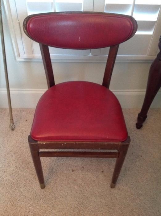 Red Leather Upholstered Side Chair