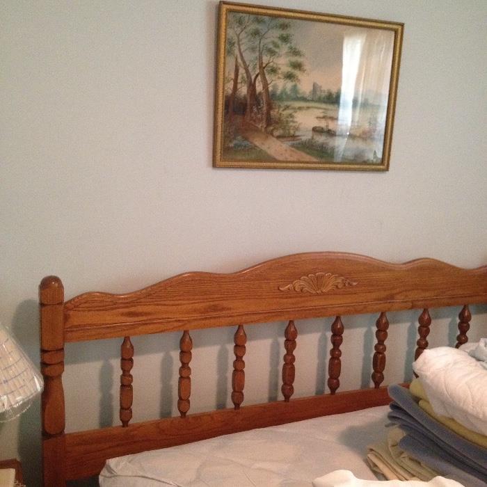 Solid wood bed frame, end table, dresser