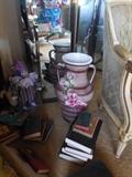  Capodimonte urn, $55 .      Old books