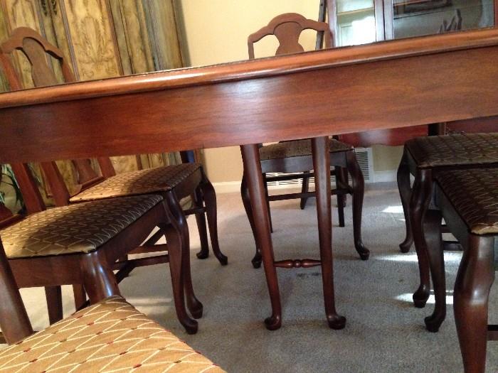 Underneath vintage dining room table