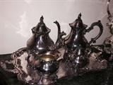SILVER TEA SET w/TRAY
