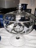 ETCHED COVERD BOWL ON PEDESTAL