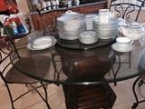 PEDESTAL BASE DINETTE SET w/ IRON CHAIRS
