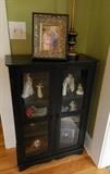 Black glass door cabinet