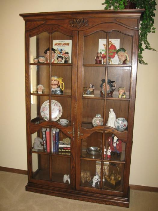 Curio/ display cabinet. Wood, 4 glass shelves, 46 1/2 wide, 13 deep, 80 inches tall- $250.00