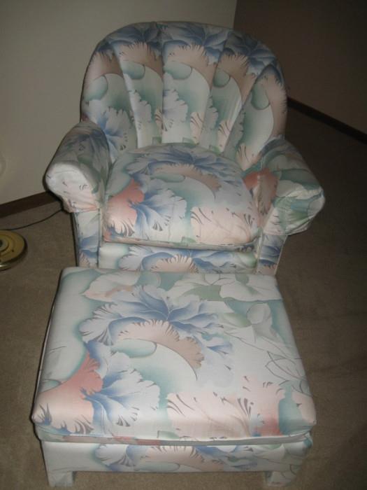 Custome floral chair and ottoman-$125.00