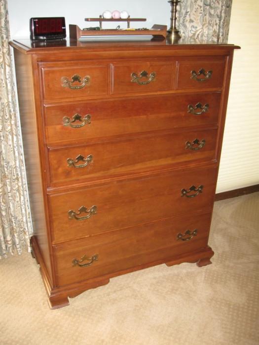 Kling furniture company chest of drawers have matching dresser, 3 ft wide, 20 deep, 46 tall, solid cherry-$130.00