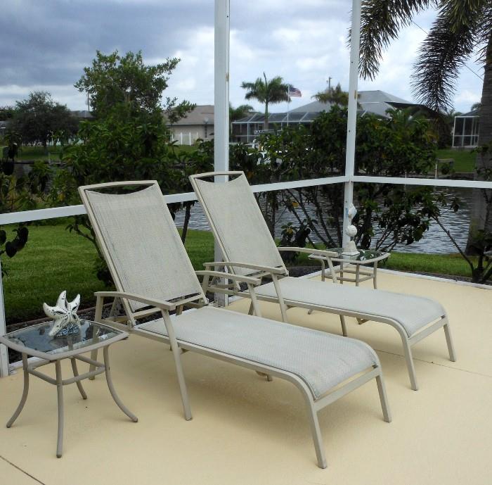 Good Lanai Chaise Lounges with Matching Tables 
