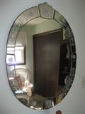 Vintage Reverse Etched Oval Mirror