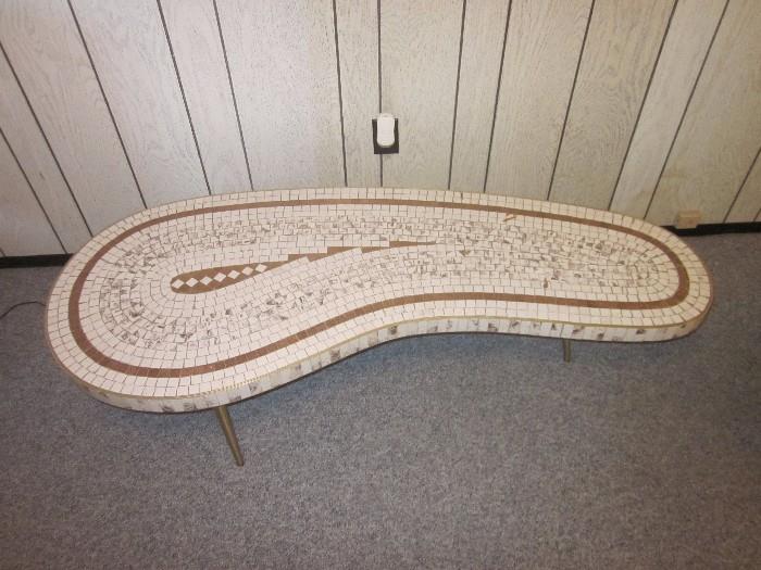 Different Perspective of Mid-Century Mosaic Coffee Table.  