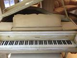 Kurtzman 1909 Baby Grand Piano with Bench, Glazed Cream