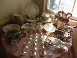 Antique Cut Glass; Continental Porcelain; Japanese Porcelain; Set of 16 S.P. Individual Place Candle Holders