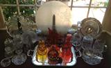 Antique Cut Glass; Vintage "Blenko"; Colorful Bohemian Glass; Crystal Stems