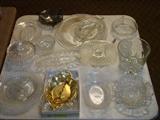 Clear depression glass and some silverplate pieces