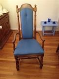 One of 10 Broyhill upholstered chairs that match large dining table--only 2 of chairs have arms like this one