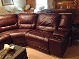 Very large chocolate leather 5 piece sectional sofa with reclining ends--relatively new and in great condition