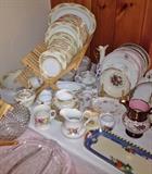 Beautiful old set of china and many other serving plates, dishes, etc.