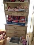 French Provincial Hutch laden with Madame Alexander dolls