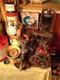 Partial shot of table with small primitives