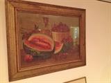 Vintage print of watermelons and fruit