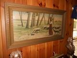 Rectagonal frame with old print--shepard and her sheep