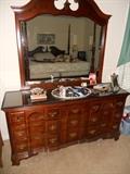 Dresser and mirror for pencil post bed and 2 end tables