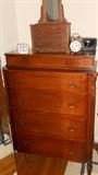 50's Mahogany chest Salesman's sample dresser sets on top