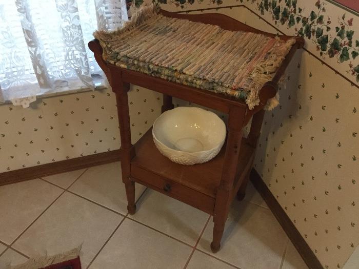 I will take better picture of this when we set up.  This oak wash stand is a perfect accent piece.  $125