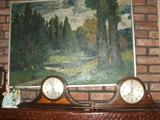 Mantle clocks $25 each, same price as these were in 1968. This signed oil painting is quite impressive without the flash glare, trust me.