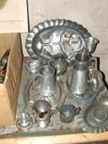 Boxes filled with 1920's-30's pewter