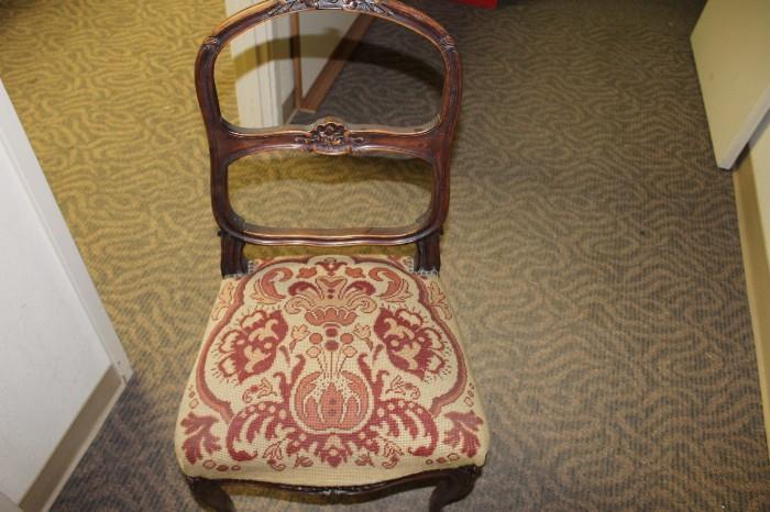 Needlepoint seat on antique chair
