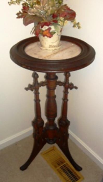 1800s marble top East Lake plant stand