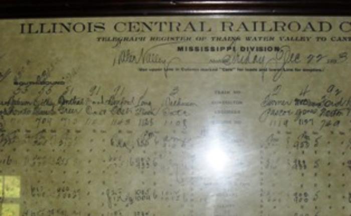Closer view of 1800s Illinois Central Railroad document