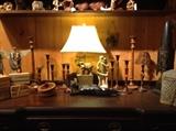 Assortment of Candlesticks and Lamp