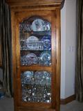 Mahogany China Cabinet: 79” high, five glass shelves, electric lighting