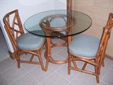 Bamboo Framed Glass Top Table, 20” round, Ficks Reed