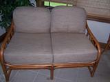 Bamboo Framed Settee: 51” side, Ficks Reed