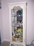 Antique White Knick Knack Cabinet: 67” high