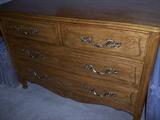 Light Oak Stained Dresser: 46” long; plus three Other Matching Pieces